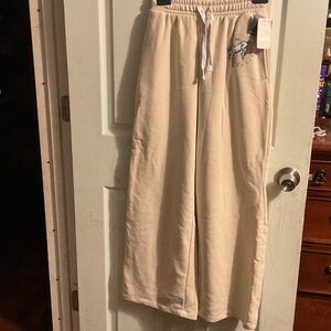 Ford Wide Leg Pants in Light Beige with Drawstring